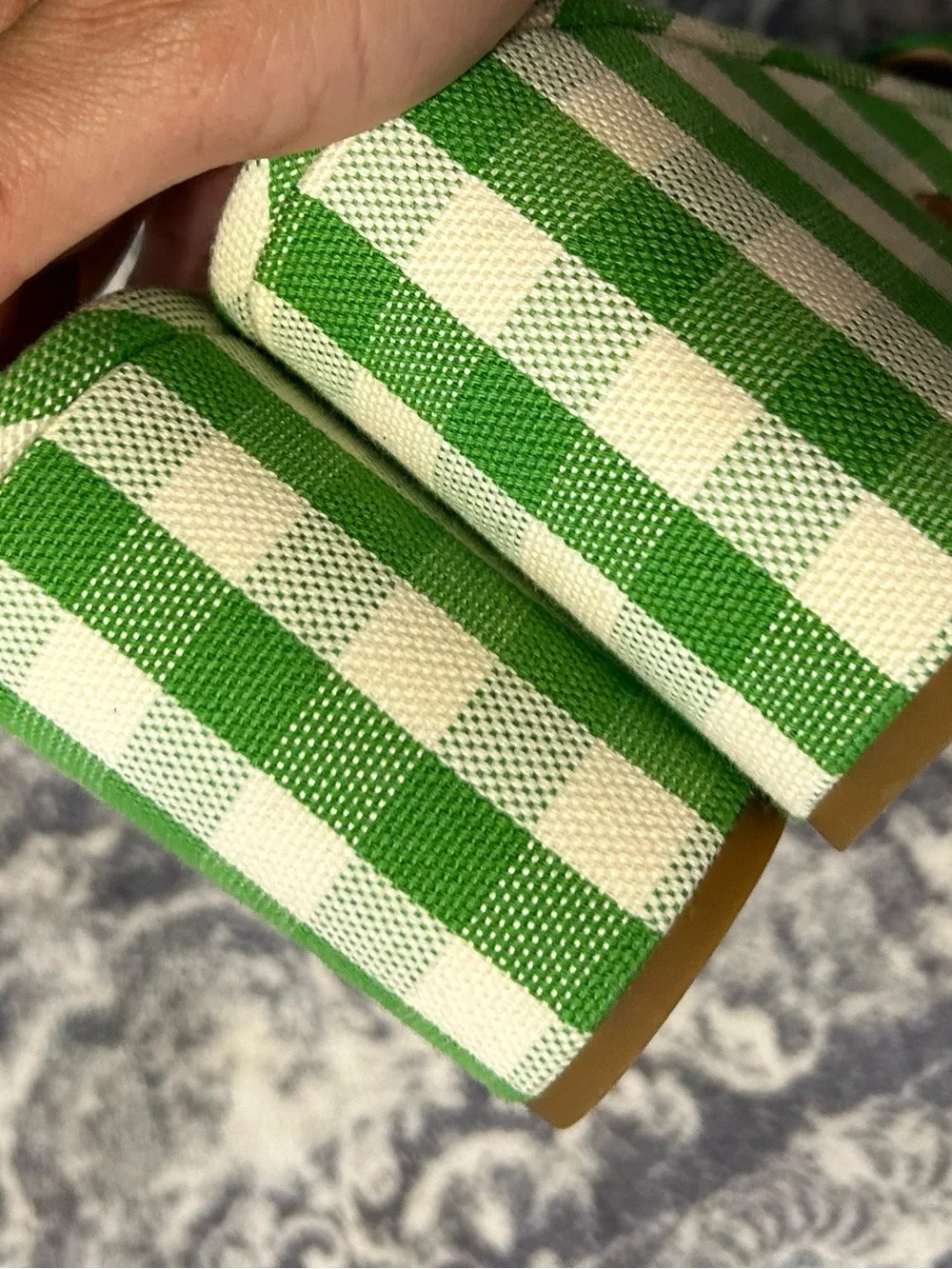Kate Spade New York Ibiza green/white gingham Platform Sandals